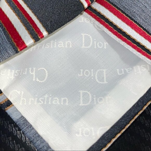 Christian Dior x Jordan Marsh Neck Tie Skinny Striped 100% Polyester 90s Collab - Picture 3 of 5